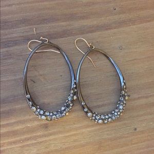 Alexis Bittar Steel Gray Pave Oval Earrings